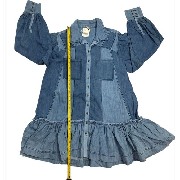 FREE PEOPLE Sun Burst Denim‎ Mini Dress Size XSMALL - Picture 15 of 16